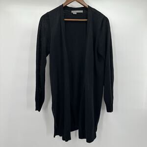 360 Sweater Cardigan Womens Small Black Tulip Back Linen Capsule Minimalist